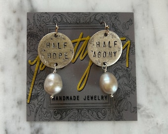 Half Hope Half Agony earrings with freshwater pearls / MINI VERSION / Jane Austen / Persuasion