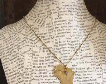 Ice Age Trail necklace / Wisconsin necklace / handstamped brass with iolite bead