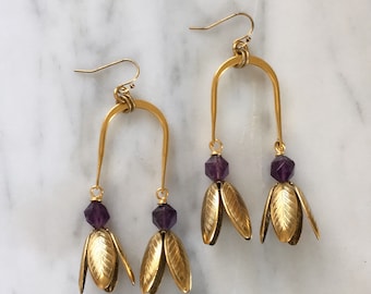 Twinflower earrings with Amethyst / Gold version