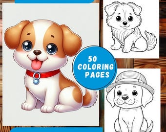 Hunde Malvorlagen | Niedliches Tier Malbuch für Kinder | Spaß Welpen Aktivitäten | Welpen Spaß | 50 Welpen Ausmalbilder für Kinder