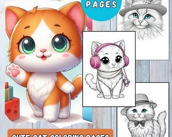 Cute Cat Coloring Pages for Kids | 50 Adorable Designs for Creative Fun & Relaxation | Perfect Gift for Cat Lovers