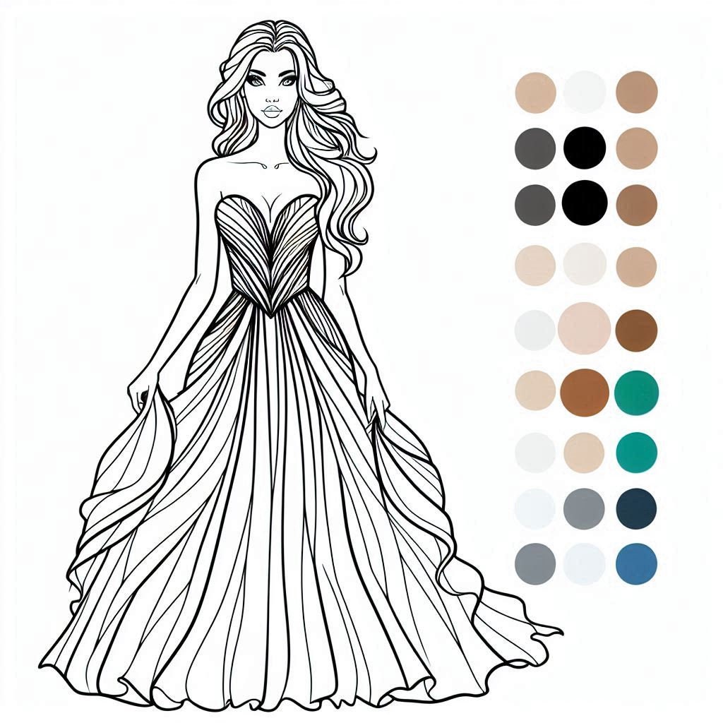 Fashion Model Coloring Pages, Fashion Dress Designs, Printable Coloring ...