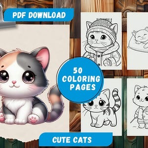 Cat Coloring Pages| Cute Printable Coloring Book for Cat Lovers | Adorable Kitten Coloring Sheets And Fun Animal Art
