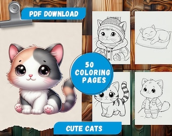 Cat Coloring Pages| Cute Printable Coloring Book for Cat Lovers | Adorable Kitten Coloring Sheets And Fun Animal Art