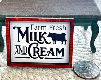 1:12 Scale Miniature Dollhouse Furniture - Vintage, Farmhouse, Cottage , French Country, Shabby - Wood framed Milk & Cream picture