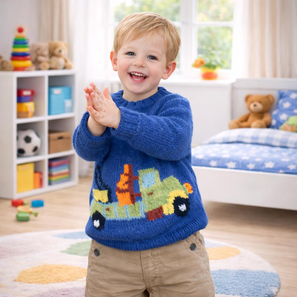 Pull Bébé Tricoté Main En Laine Blanche - Taille 12 Mois - Neuf Sans étiquettes - Col Rond, Manches Longues