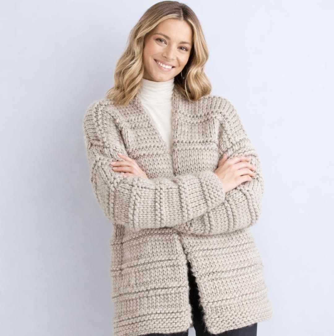 Super Chunky Cardigan Knitting Pattern PDF – Cozy Oversized Knit Jacket ...