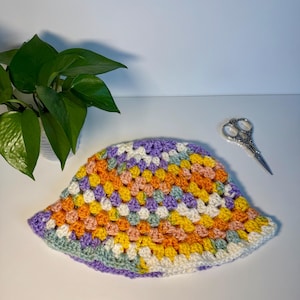Pastel Crochet Bucket Hat - Handmade Sun Hat