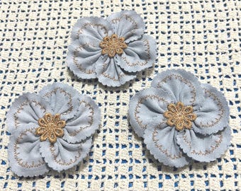 Craft Supplies:  Light Blue Denim Flowers