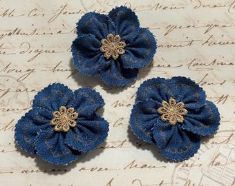 Craft Supplies:  Blue Denim Flowers