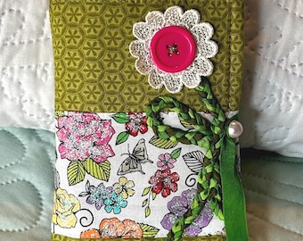 Needle Book, Floral Applique, Mini Sewing Book, Vintage Button Pack, Scissor, Thimble, Needle Threader, Tape Measurer, Pins, Supply Kit