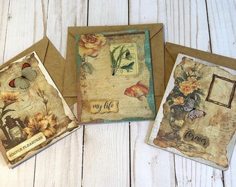 Handmade Note Cards, Greeting Cards, Junk Journal Inserts