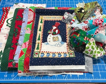 Christmas Supplies: Fabric Remnants, Pillow Panels, Scraps, Grab Bag