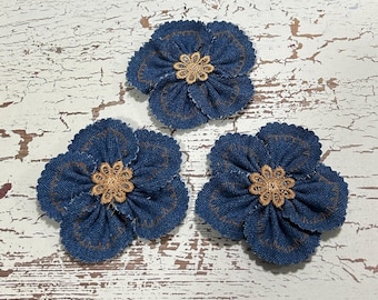 Craft Supplies:  Blue Denim Flowers
