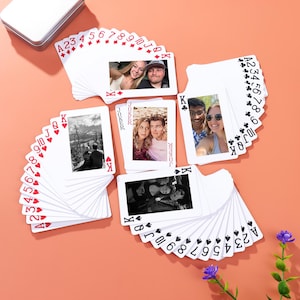 Custom Playing Cards with Case, Couple Playing Cards, Personalised Deck of Playing Cards, Happy Anniversary Gift , Personalized Gifts