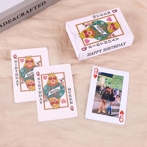 Birthday Queen Personalised Playing Cards – Funny Photo Playing Card Design | Custom Name Birthday Card for Her, Sister, Mum, Best Friend