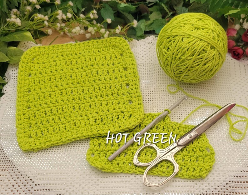 Cotton Wash Cloths/Dish Cloths/Spa Cloths Hand Made FREE SHIPPING GREEN with Envy image 7