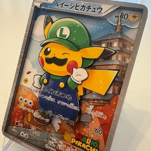 Luigi Pikachu Full Art XY Promo Pokemon 3D ShadowBox-kaart
