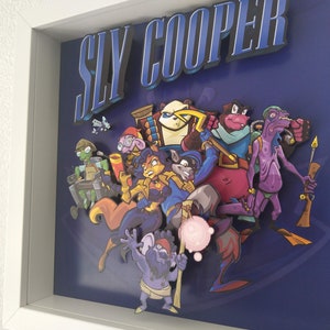 Sly Cooper PS2 Shadow Box Diorama - Unique Handcrafted Gaming Art, Perfect Gift for Gamers & Collectors