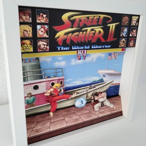 Street Fighter II - Ken vs Ryu Arcade Shadow Box Diorama - Retro Gamer Decor - Unique Gift for Gamers - Handcrafted Video Game Art Display