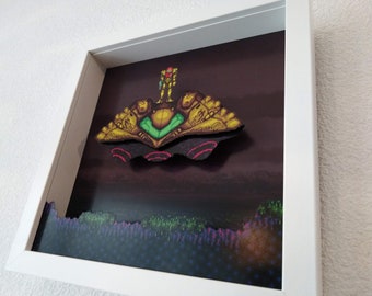 Super Metroid Samus Gunship SNES Shadow Box Diorama - Handmade Art - Nintendo Collectible - Gamers Wall Decor Gift