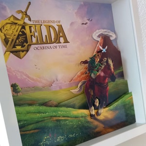The Legend of Zelda: Ocarina of Time Nintendo 64 Shadow Box Diorama - Handcrafted Retro Gaming Art, Unique Gift for Gamers and Collectors