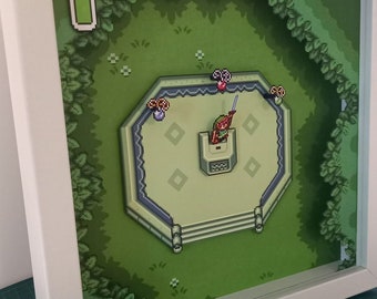 The Legend of Zelda - Master Sword SNES Shadow Box Diorama - Handcrafted Retro Gaming Art, Perfect Gift for Zelda Fans
