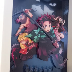 Oeuvre d&#39;art pour tueur de démons Shadow Box Diorama (anime) - oeuvre d&#39;art artisanale, cadeau unique pour les fans et les collectionneurs