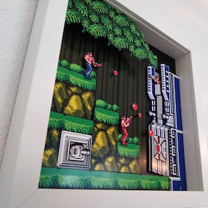 Contra / Gryzor Arcade Shadow Box Diorama - Handcrafted Retro Gaming Art, Perfect Gift for Arcade Enthusiasts