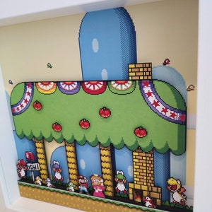 Super Mario World SNES Shadow Box Diorama - Einzigartige handgefertigte Gaming Art, perfektes Geschenk für Gamer und Sammler