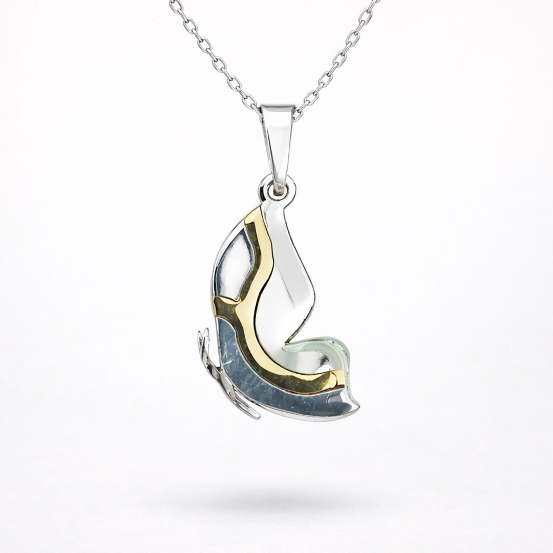 Kintsugi Butterfly Necklace, Sterling Silver Gold Pendant, Healing ...
