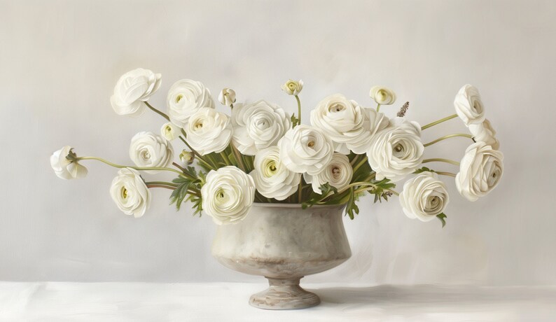 FRAME TV Ivory Ranunculus Vase Print Digital Wall Art, Wall Art Prints ...