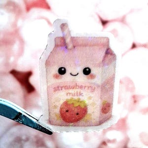 Strawberry Milk Stickers, Cute Vinyl Stickers, Hand-drawn Planner ...
