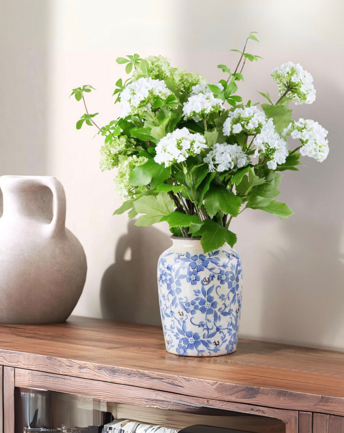 Handcrafted White and Blue Vase, Beautiful Design Vase, Perfect Gift ...