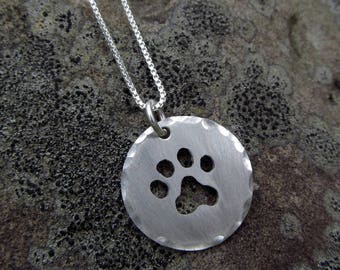 Argentium Sterling Silver Dog or Cat Paw Print Pendant
