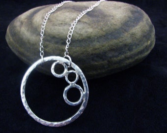 Hand Forged Metal Personalized Hammered Circle Sterling Silver Necklace