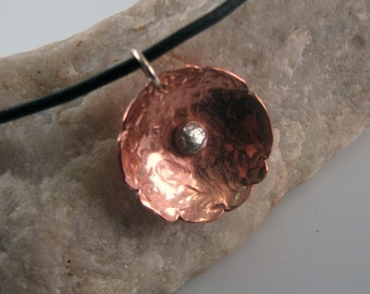 Floral Copper and Sterling Silver pendant