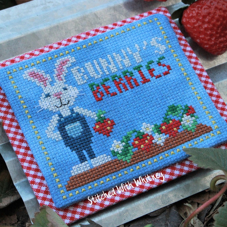 Bunny's Berries Crop of Characters Cross Stitch PDF Pattern image 2