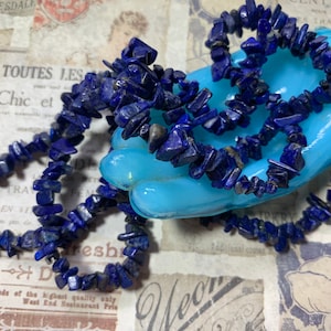 Genuine Lapis Lazuli 6-10mm Chip Beads Chunky 34&quot; Strand Blue, Gold
