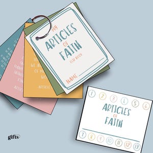 Article of Faith Printable Posters Flip Book, LDS Primary Tracker Baptism Gift, Singing Time Flash Punch Cards, Family Home Evening Activity