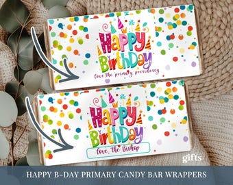 LDS Primary Birthday Gifts, Religious Candy Bar Wrapper, Treat Gift Tags for Kids, Printable from Primary Presidency, Teacher & Bishop