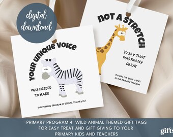 Primary Program Thank You Gift Tags, LDS Primary Church Program Easy Tags,  Printable Digital Download, Teacher Appreciation and Kids Gifts