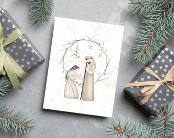 Holy Family Printable Art Nativity Printable Art Christmas Decor ...