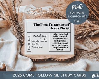 Come Follow Me 2026 Old Testament Scripture Cards, Study Guide Church Of Jesus Christ, Primary, Relief Society Gift, Sunday School and Youth