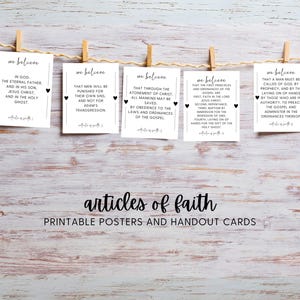 Cartes d'articles de foi, affiches imprimables carte flash, dons missionnaires pour la Primaire des saints des derniers jours, baptême, séminaire, Saint des derniers jours, heure de chant de la Primaire,