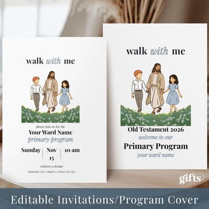Einladung zum Primarprogramm der Kirche Jesu Christi der Heiligen der Letzten Tage & Deckblatt des Abendmahlsprogramms 2026 (bearbeitbare Canva-Vorlage)