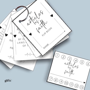Article of Faith Printable Posters Flip Book, LDS Primary Tracker Baptism Gift, Singing Time Flash Punch Cards, Family Home Evening Activity