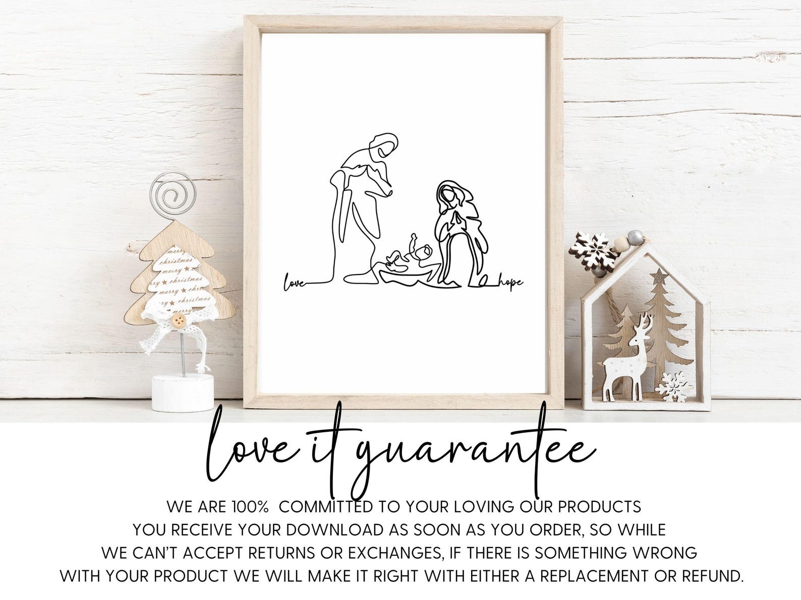 Holy Family Printable Art Nativity Printable Art Christmas Decor ...