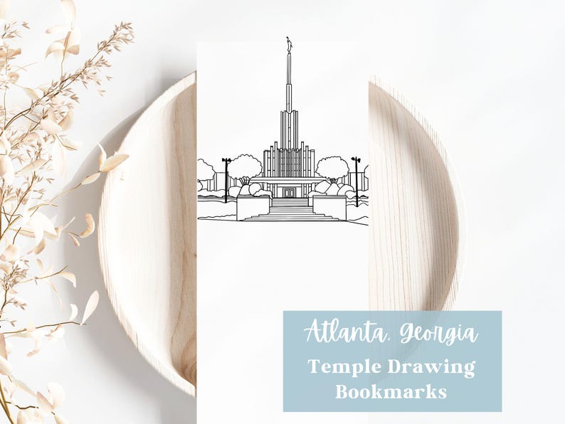 Atlanta Georgia Temple Line Art Printable Digital Download, LDS Baptism ...