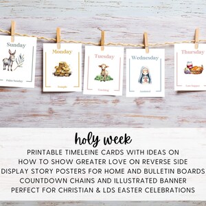 Tarjetas de estudio imprimibles de Pascua SUD / Banner de Semana Santa de Adviento de Pascua / Cadena de cuenta regresiva de Pascua de la Primaria / Póster imprimible Historia de estudio de las Escrituras